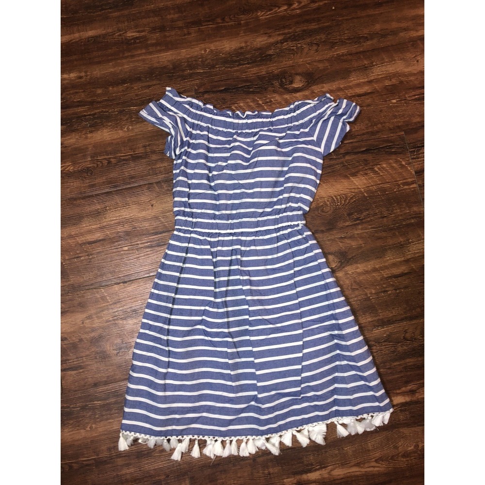 Eliza J Striped Tassel‎ Off Shoulder Dress Size 0P Womens Summer - Picture 2 of 6